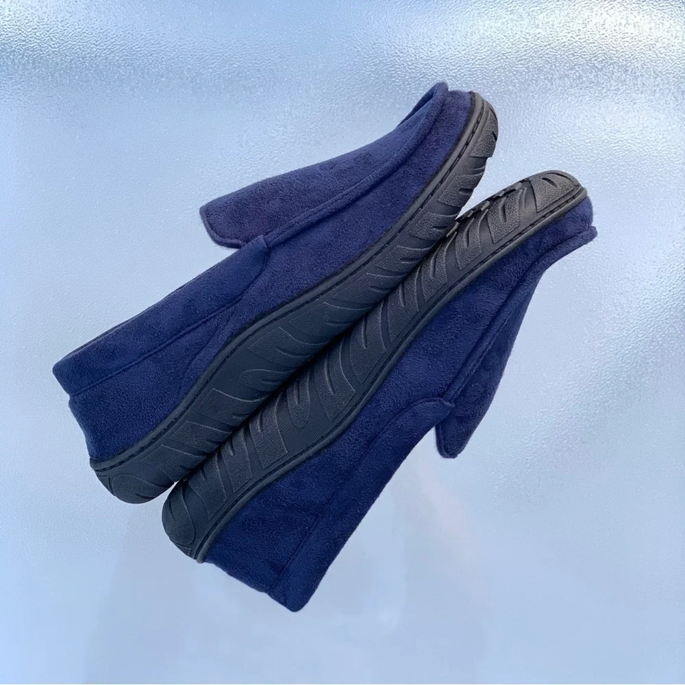 Men’s Totes Toasties Navy Blue Memory Foam Slippers ~ Medium 8-9